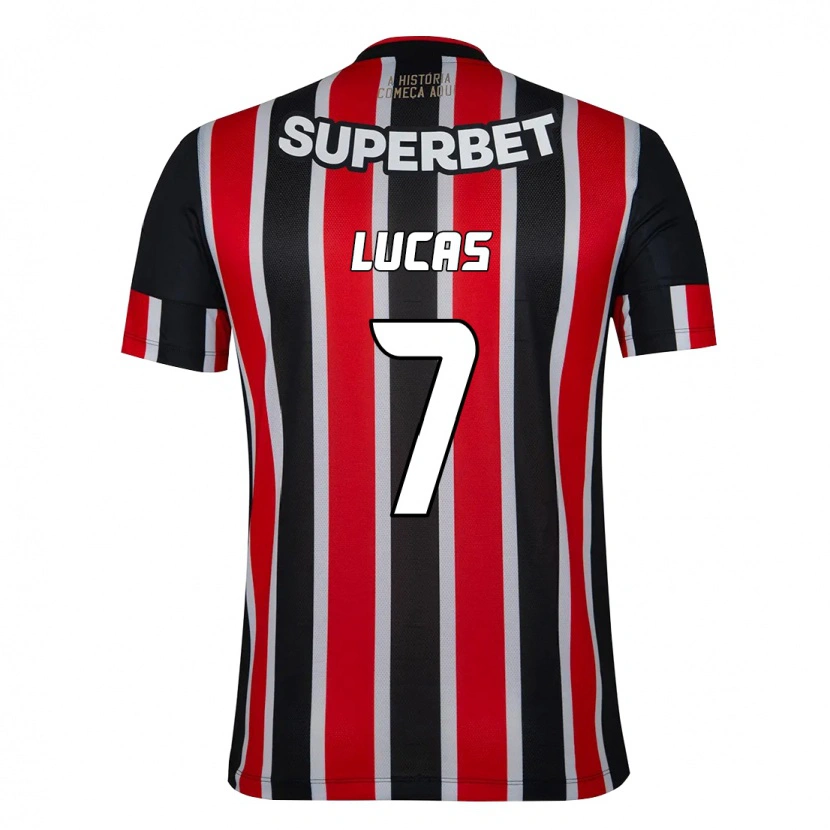 Danxen Niño Camiseta Lucas Moura #7 Rojo Negro Blanco 2ª Equipación 2025/26 La Camisa