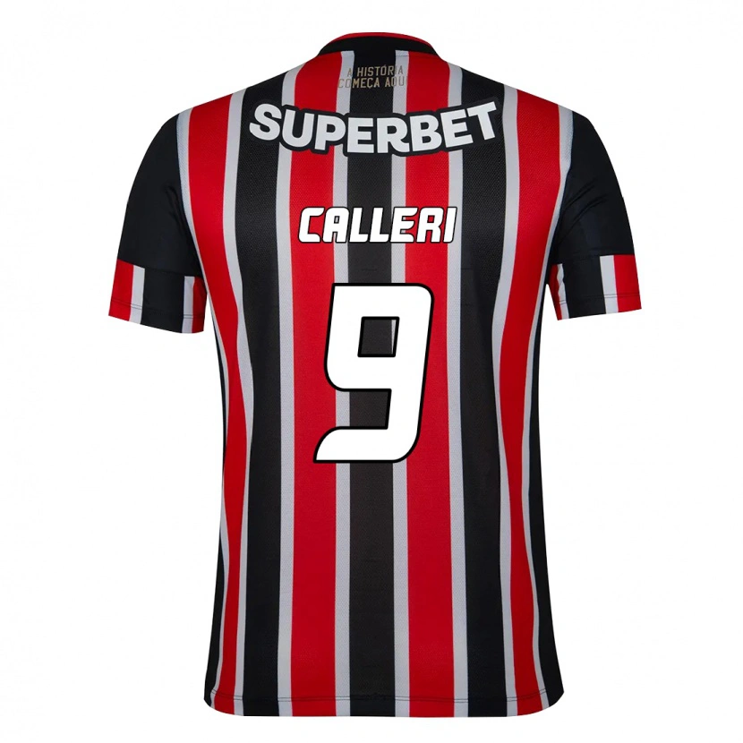 Danxen Niño Camiseta Jonathan Calleri #9 Rojo Negro Blanco 2ª Equipación 2025/26 La Camisa