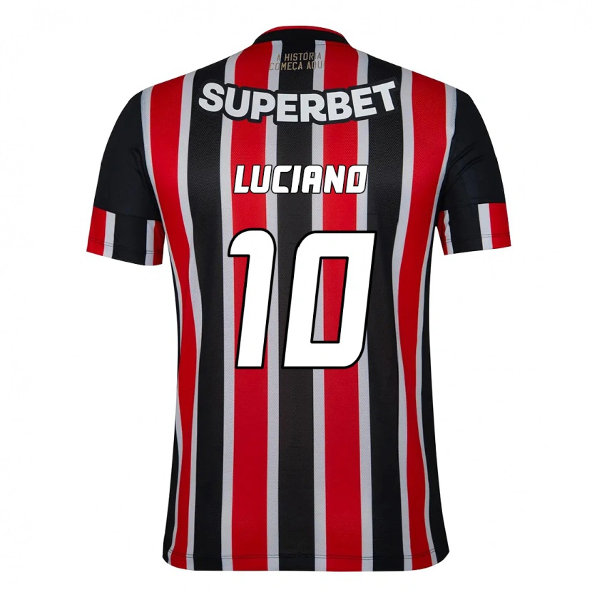 Danxen Niño Camiseta Luciano #10 Rojo Negro Blanco 2ª Equipación 2025/26 La Camisa