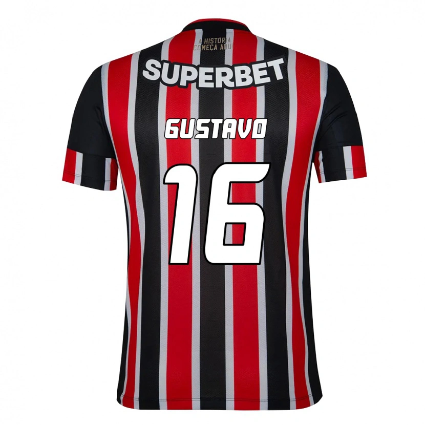 Danxen Niño Camiseta Luiz Gustavo #16 Rojo Negro Blanco 2ª Equipación 2025/26 La Camisa