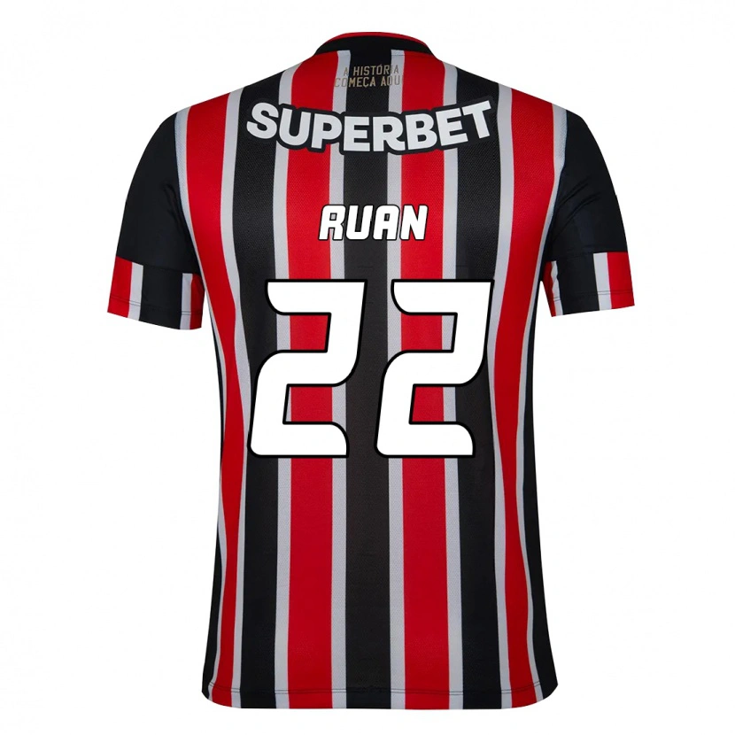Danxen Niño Camiseta Ruan #22 Rojo Negro Blanco 2ª Equipación 2025/26 La Camisa