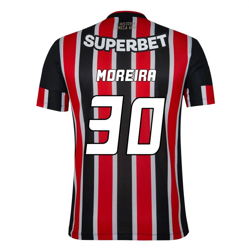 Danxen Niño Camiseta João Moreira #30 Negro Rojo 2ª Equipación 2025/26 La Camisa