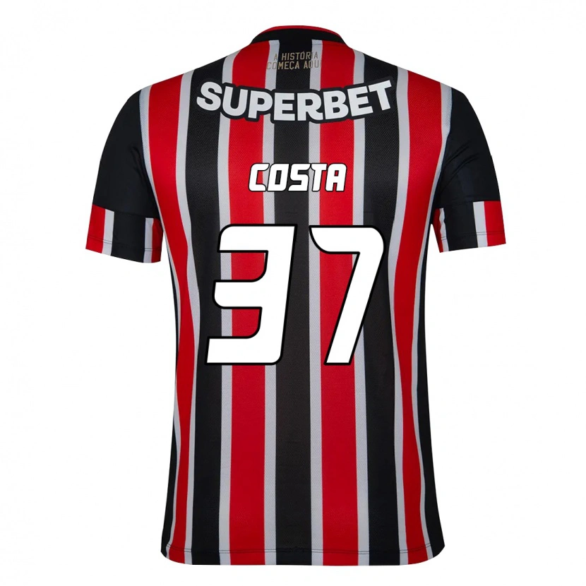 Danxen Niño Camiseta Talles Costa #37 Rojo Negro Blanco 2ª Equipación 2025/26 La Camisa