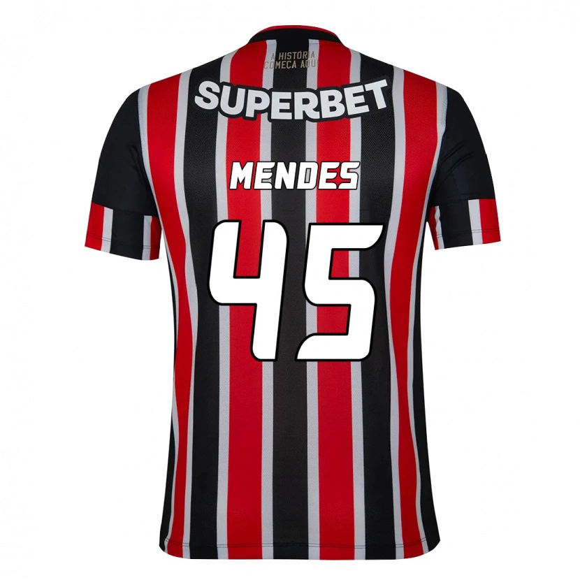 Danxen Niño Camiseta Nathan Mendes #45 Rojo Negro Blanco 2ª Equipación 2025/26 La Camisa