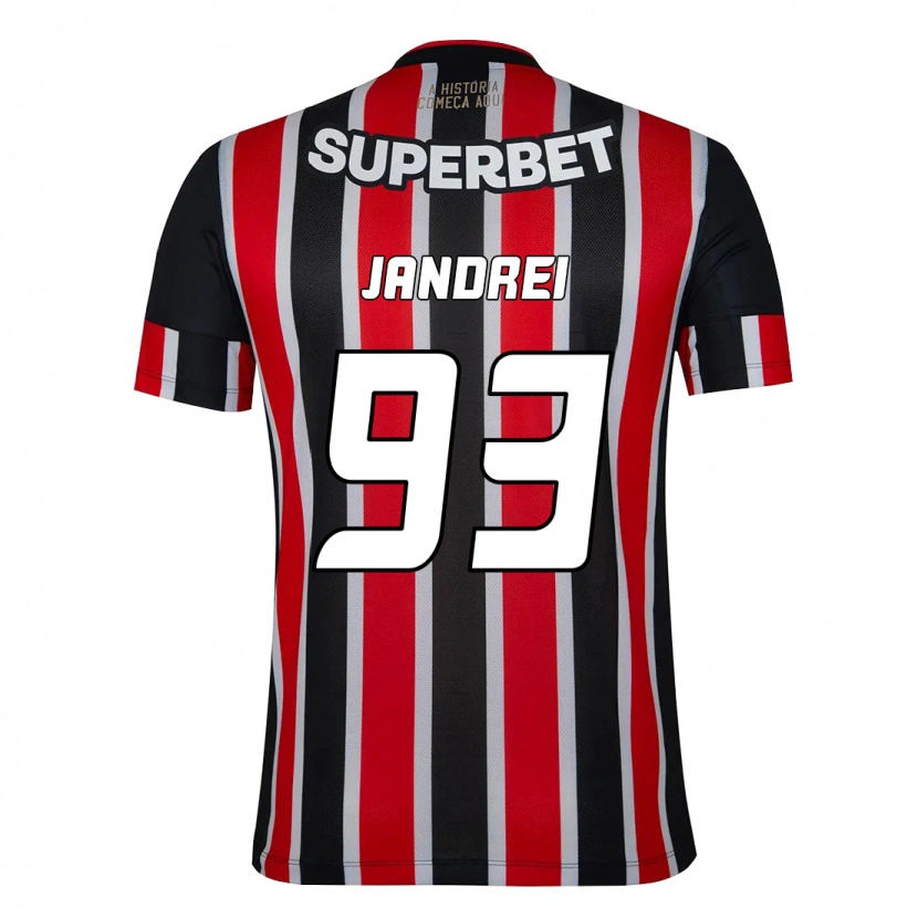 Danxen Niño Camiseta Jandrei #93 Rojo Negro Blanco 2ª Equipación 2025/26 La Camisa