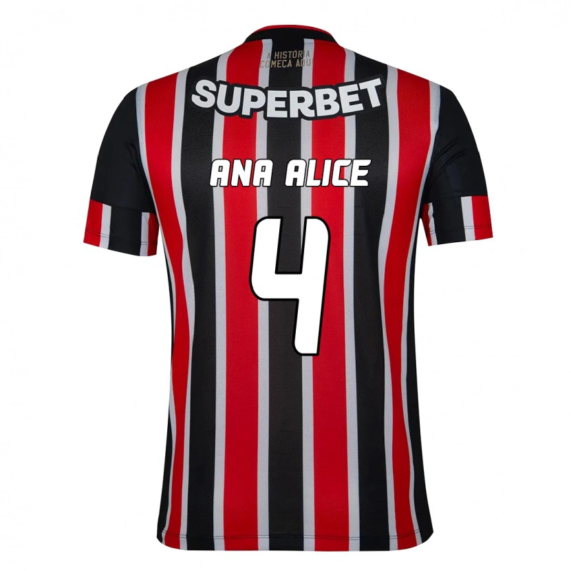 Danxen Niño Camiseta Ana Alice Luciano Da Silva #4 Negro Rojo 2ª Equipación 2025/26 La Camisa