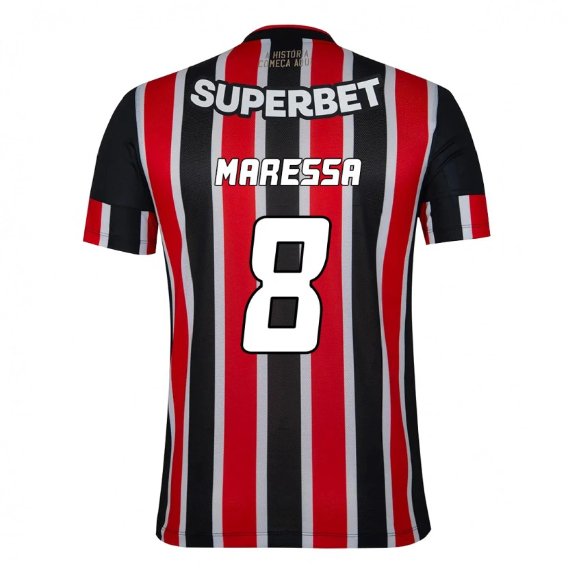 Danxen Niño Camiseta Maressa #8 Rojo Negro Blanco 2ª Equipación 2025/26 La Camisa