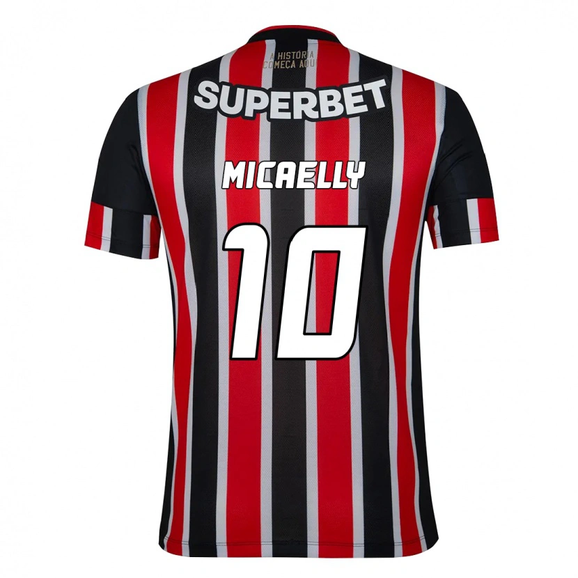 Danxen Niño Camiseta Micaelly #10 Rojo Negro Blanco 2ª Equipación 2025/26 La Camisa