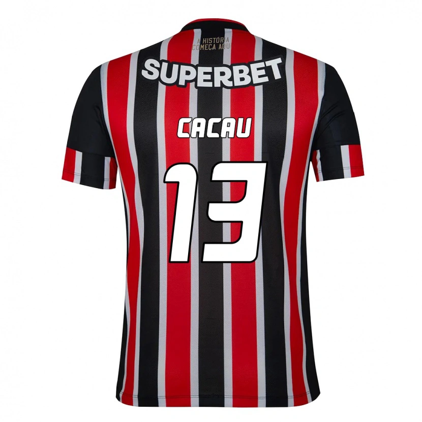 Danxen Niño Camiseta Cacau #13 Rojo Negro Blanco 2ª Equipación 2025/26 La Camisa