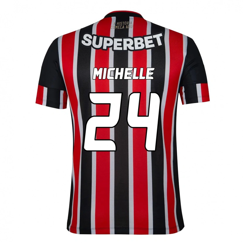 Danxen Niño Camiseta Michelle #24 Rojo Negro Blanco 2ª Equipación 2025/26 La Camisa