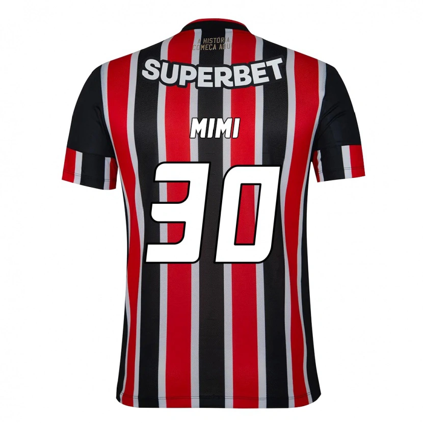 Danxen Niño Camiseta Mimi #30 Rojo Negro Blanco 2ª Equipación 2025/26 La Camisa