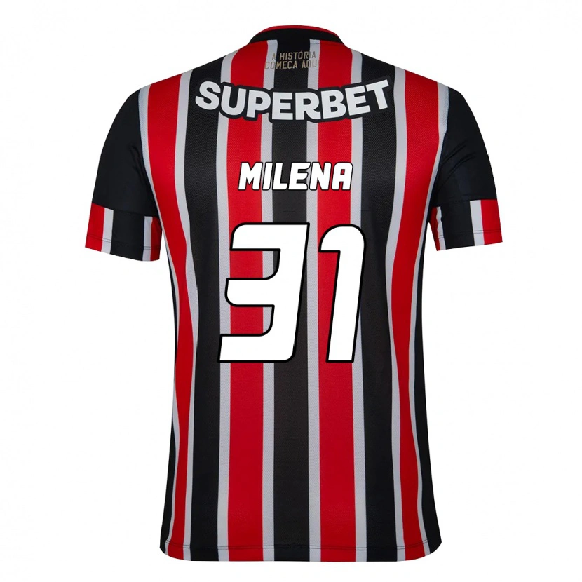 Danxen Niño Camiseta Milena #31 Negro Rojo 2ª Equipación 2025/26 La Camisa