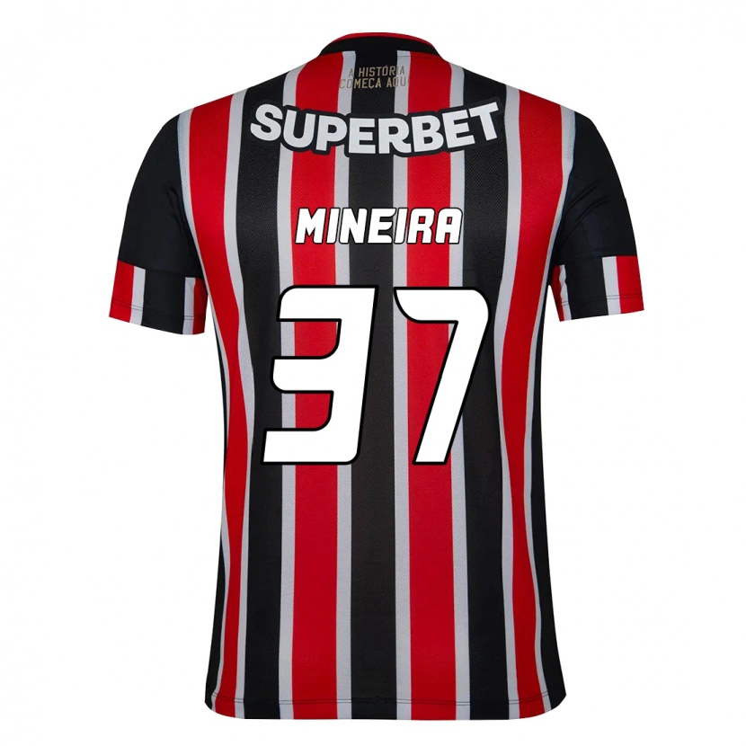 Danxen Niño Camiseta Rafa Mineira #37 Negro Rojo 2ª Equipación 2025/26 La Camisa