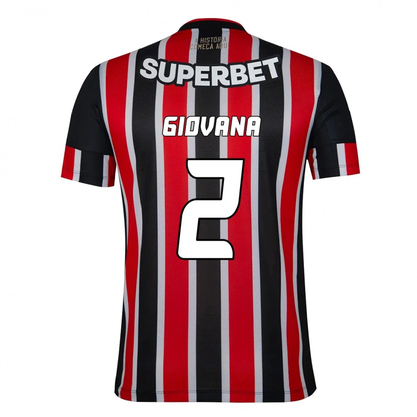 Danxen Niño Camiseta Giovana #2 Rojo Negro Blanco 2ª Equipación 2025/26 La Camisa