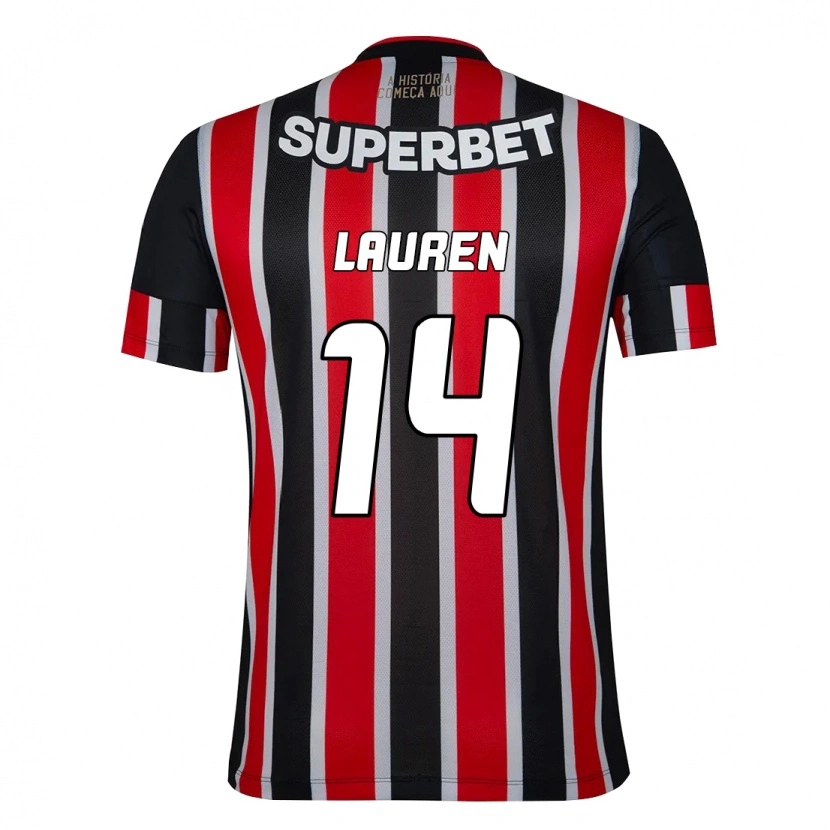 Danxen Niño Camiseta Lauren #14 Rojo Negro Blanco 2ª Equipación 2025/26 La Camisa