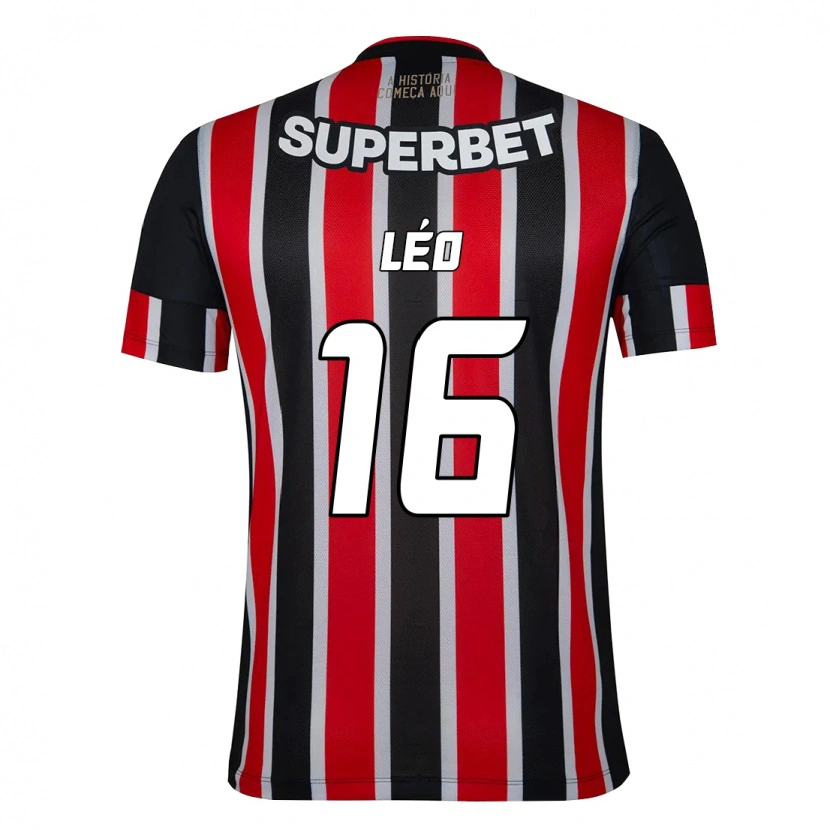 Danxen Niño Camiseta Leo #16 Rojo Negro Blanco 2ª Equipación 2025/26 La Camisa