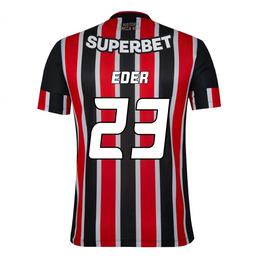 Danxen Niño Camiseta Eder #23 Rojo Negro Blanco 2ª Equipación 2025/26 La Camisa