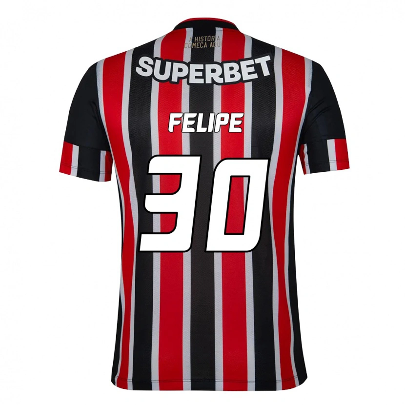 Danxen Niño Camiseta Everton Felipe #30 Rojo Negro Blanco 2ª Equipación 2025/26 La Camisa