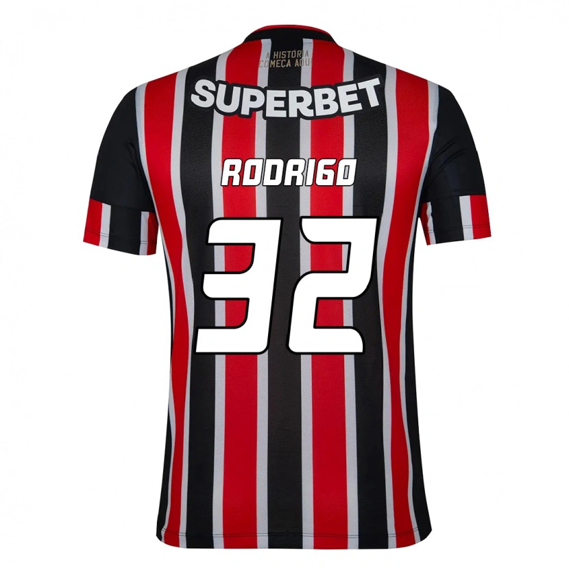 Danxen Niño Camiseta Rodrigo #32 Rojo Negro Blanco 2ª Equipación 2025/26 La Camisa