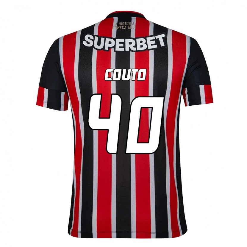 Danxen Niño Camiseta Thiago Couto #40 Rojo Negro Blanco 2ª Equipación 2025/26 La Camisa