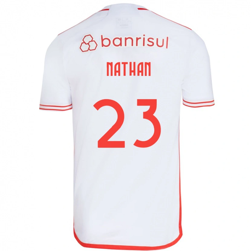Danxen Niño Camiseta Nathan #23 Blanco Rojo 2ª Equipación 2025/26 La Camisa