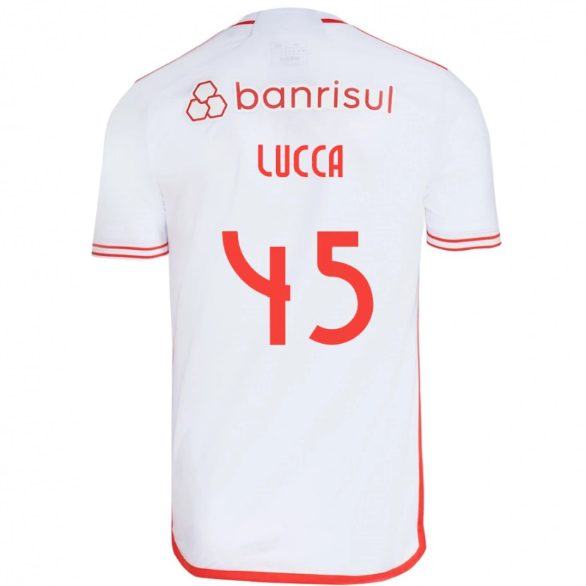 Danxen Niño Camiseta Lucca #45 Blanco Rojo 2ª Equipación 2025/26 La Camisa