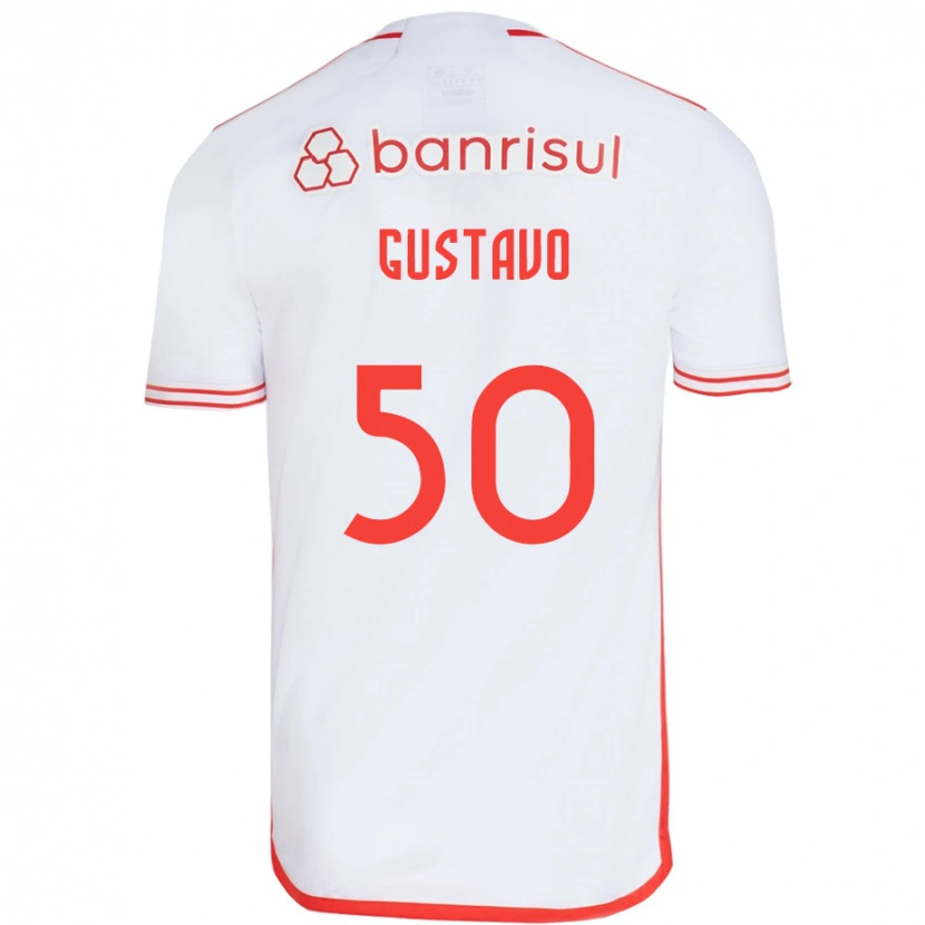 Danxen Niño Camiseta Gustavo #50 Blanco Rojo 2ª Equipación 2025/26 La Camisa