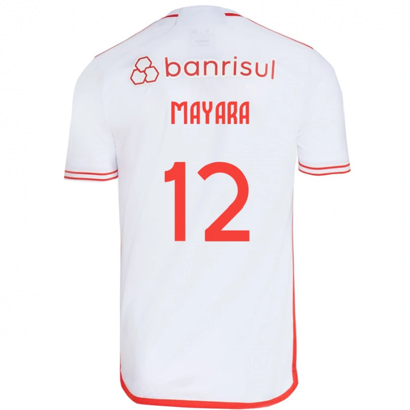 Danxen Niño Camiseta Mayara #12 Blanco Rojo 2ª Equipación 2025/26 La Camisa