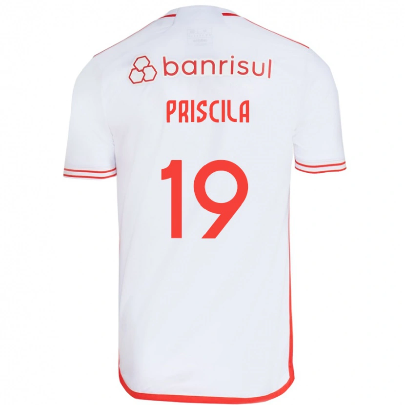 Danxen Niño Camiseta Priscila #19 Blanco Rojo 2ª Equipación 2025/26 La Camisa