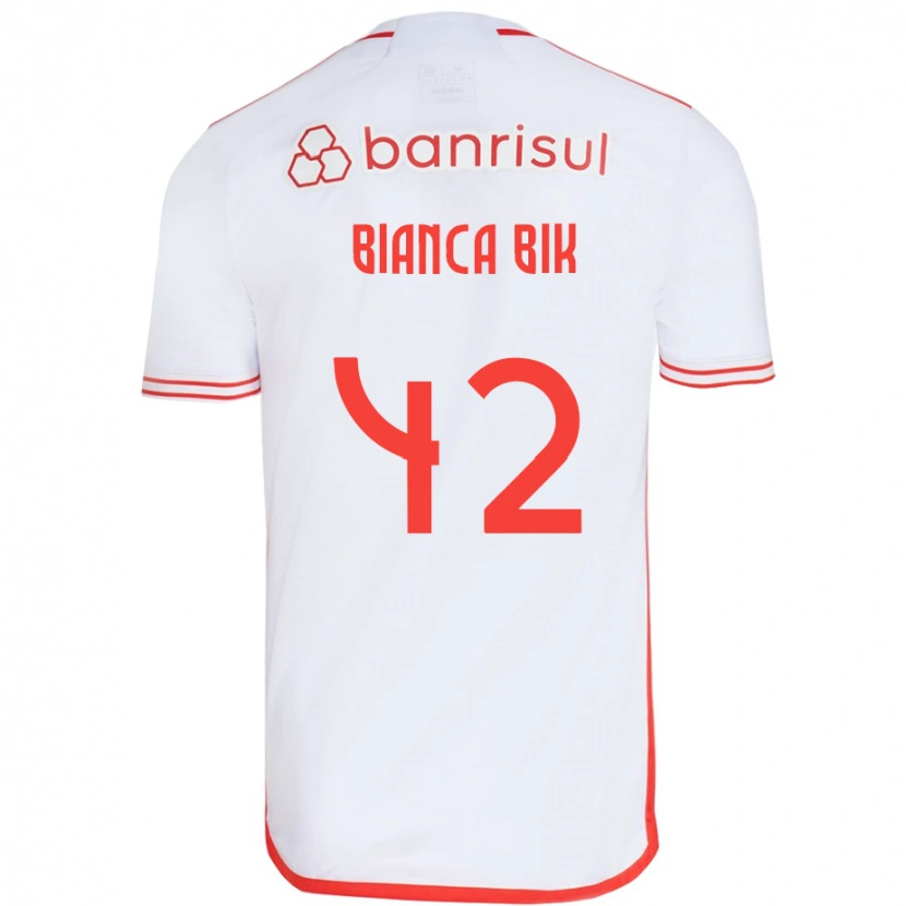 Danxen Niño Camiseta Bianca Bik #42 Blanco Rojo 2ª Equipación 2025/26 La Camisa