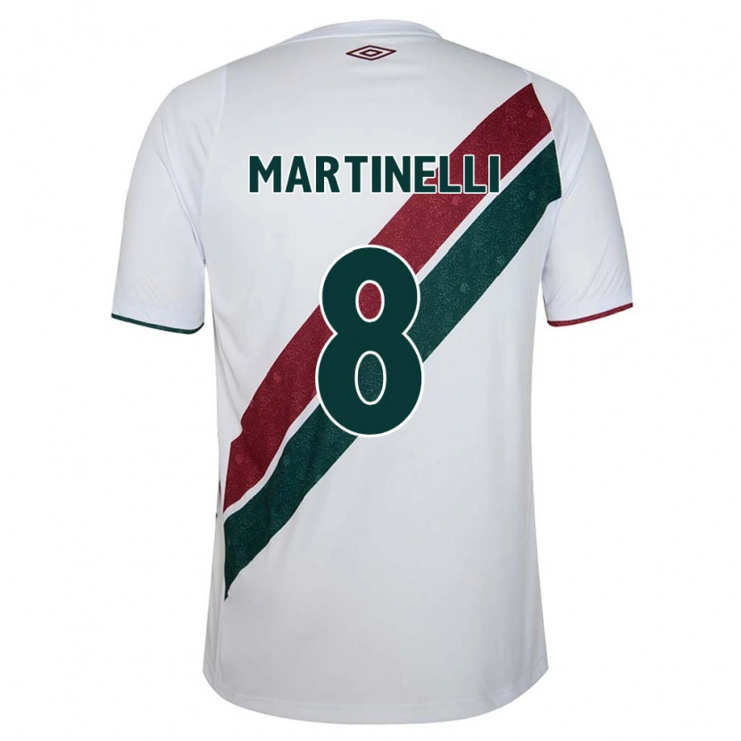 Danxen Niño Camiseta Martinelli #8 Blanco Verde Granate 2ª Equipación 2025/26 La Camisa