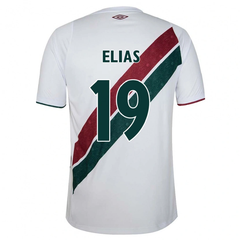 Danxen Niño Camiseta Kauã Elias #19 Verde Granate Blanco 2ª Equipación 2025/26 La Camisa