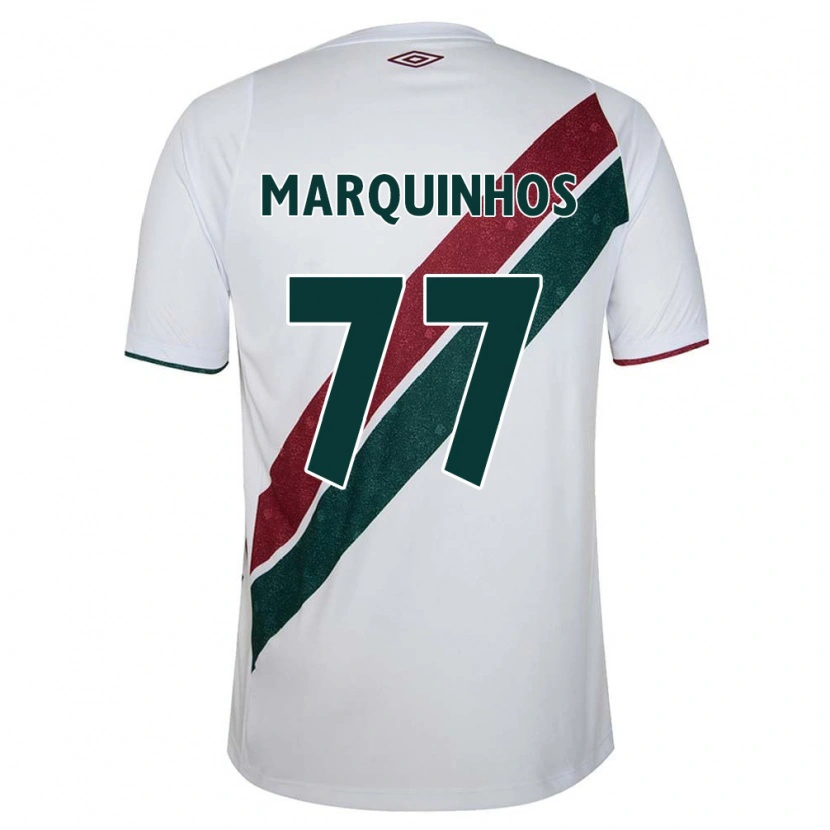 Danxen Niño Camiseta Marquinhos #77 Verde Granate Blanco 2ª Equipación 2025/26 La Camisa