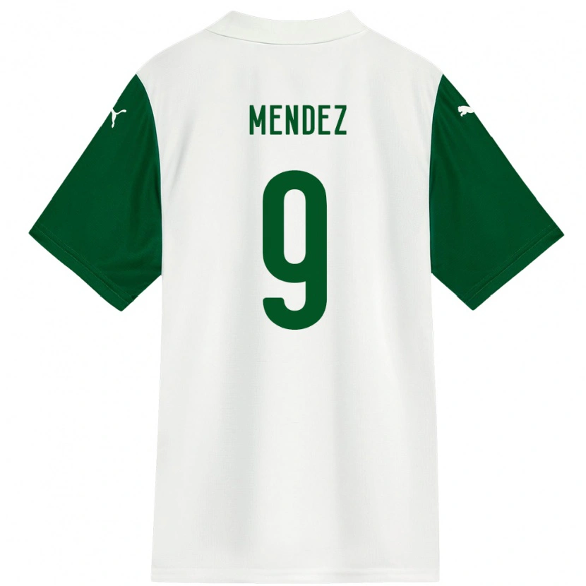 Danxen Niño Camiseta Cesar Mendez #9 Blanco Verde 2ª Equipación 2025/26 La Camisa