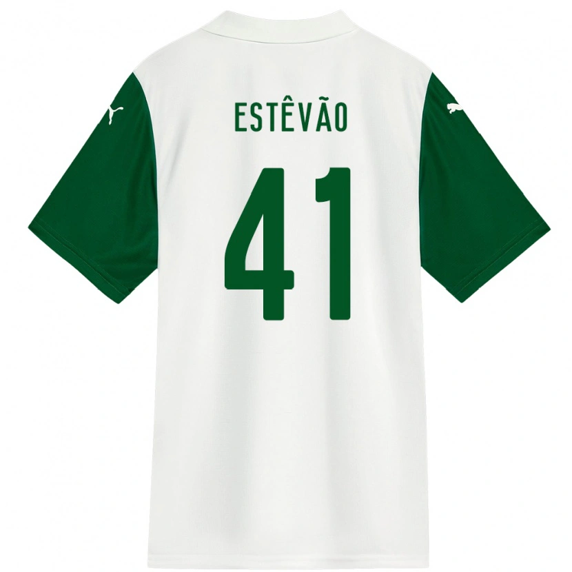 Danxen Niño Camiseta Estêvão #41 Blanco Verde 2ª Equipación 2025/26 La Camisa