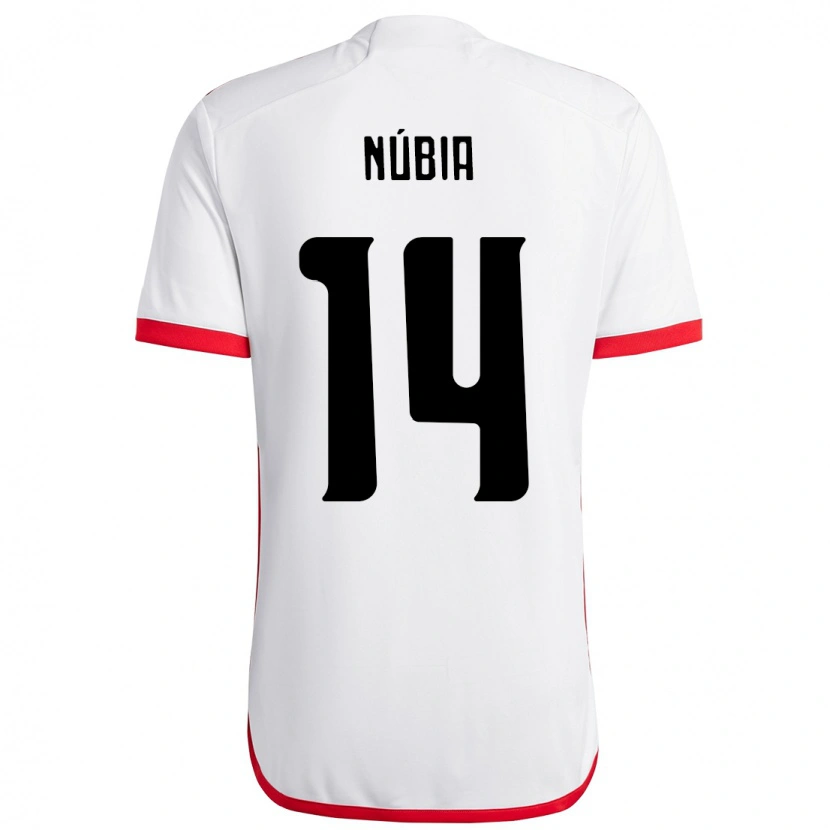 Danxen Niño Camiseta Núbia #14 Rojo Negro 2ª Equipación 2025/26 La Camisa
