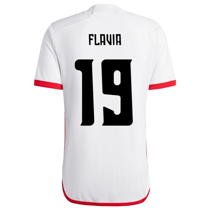 Danxen Niño Camiseta Flavia #19 Blanco Rojo 2ª Equipación 2025/26 La Camisa