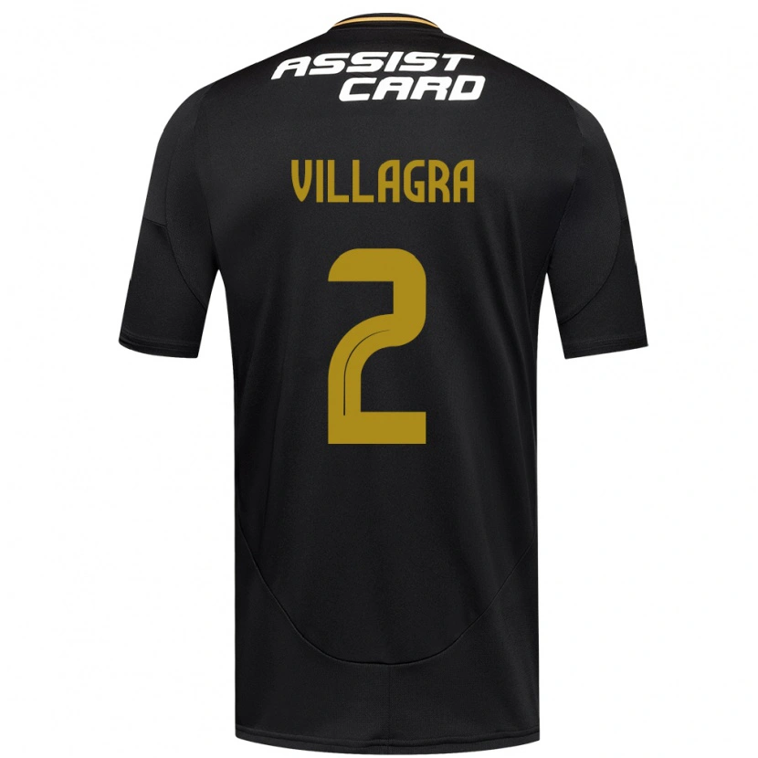 Danxen Niño Camiseta Jonathan Villagra #2 Negro Blanco Amarillo 2ª Equipación 2025/26 La Camisa
