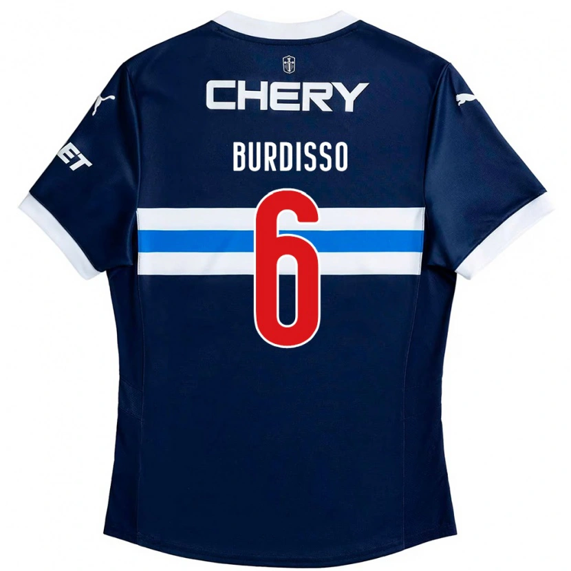 Danxen Niño Camiseta Guillermo Burdisso #6 Negro Azul 2ª Equipación 2025/26 La Camisa