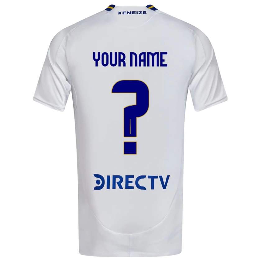 Danxen Niño Camiseta Su Nombre #0 Blanco Azul 2ª Equipación 2025/26 La Camisa