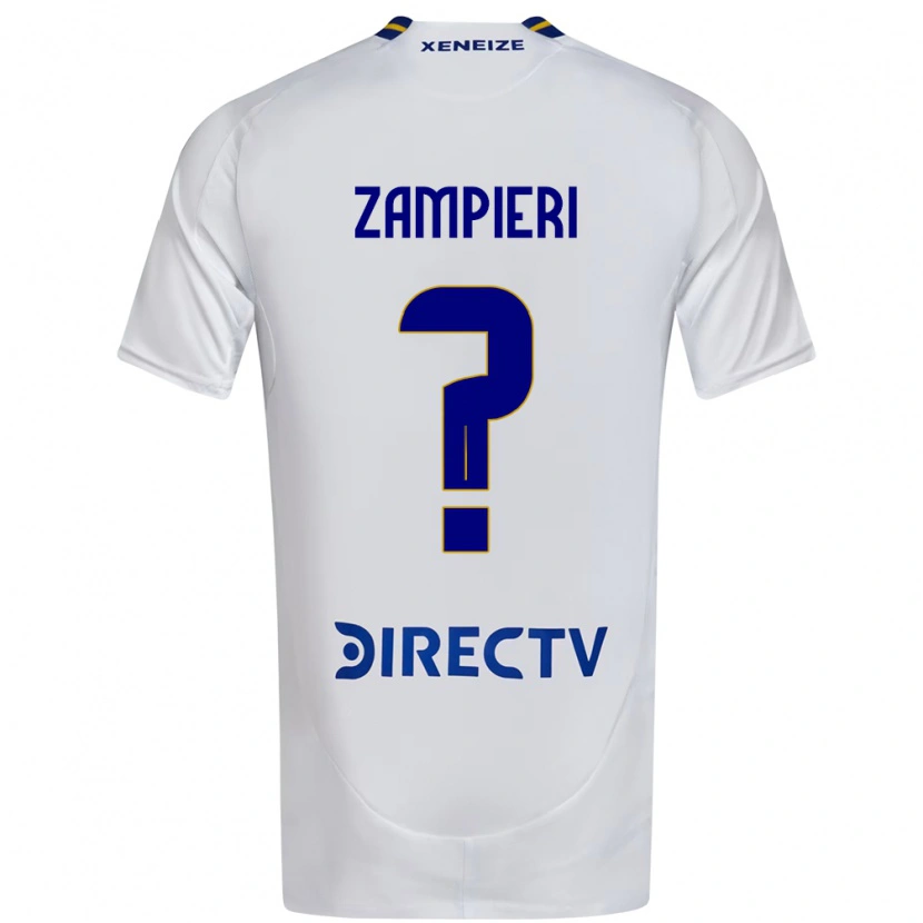 Danxen Niño Camiseta Santiago Zampieri #0 Blanco Azul 2ª Equipación 2025/26 La Camisa
