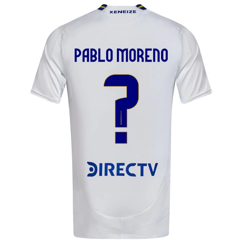 Danxen Niño Camiseta Juan Pablo Moreno #0 Blanco Azul 2ª Equipación 2025/26 La Camisa