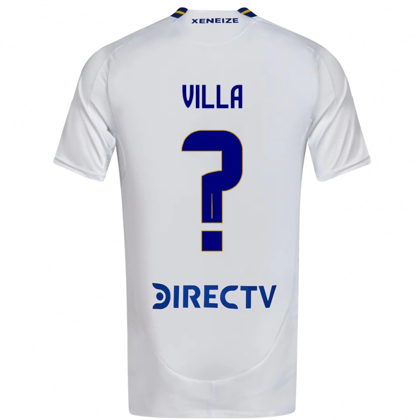 Danxen Niño Camiseta Sebastian Villa #0 Blanco Azul 2ª Equipación 2025/26 La Camisa