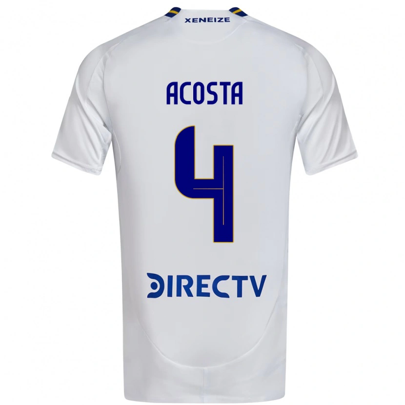 Danxen Niño Camiseta Natan Acosta #4 Blanco Azul 2ª Equipación 2025/26 La Camisa