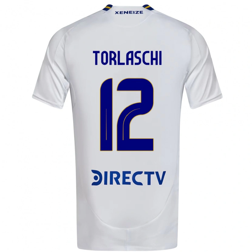 Danxen Niño Camiseta Lucas Torlaschi #12 Blanco Azul 2ª Equipación 2025/26 La Camisa