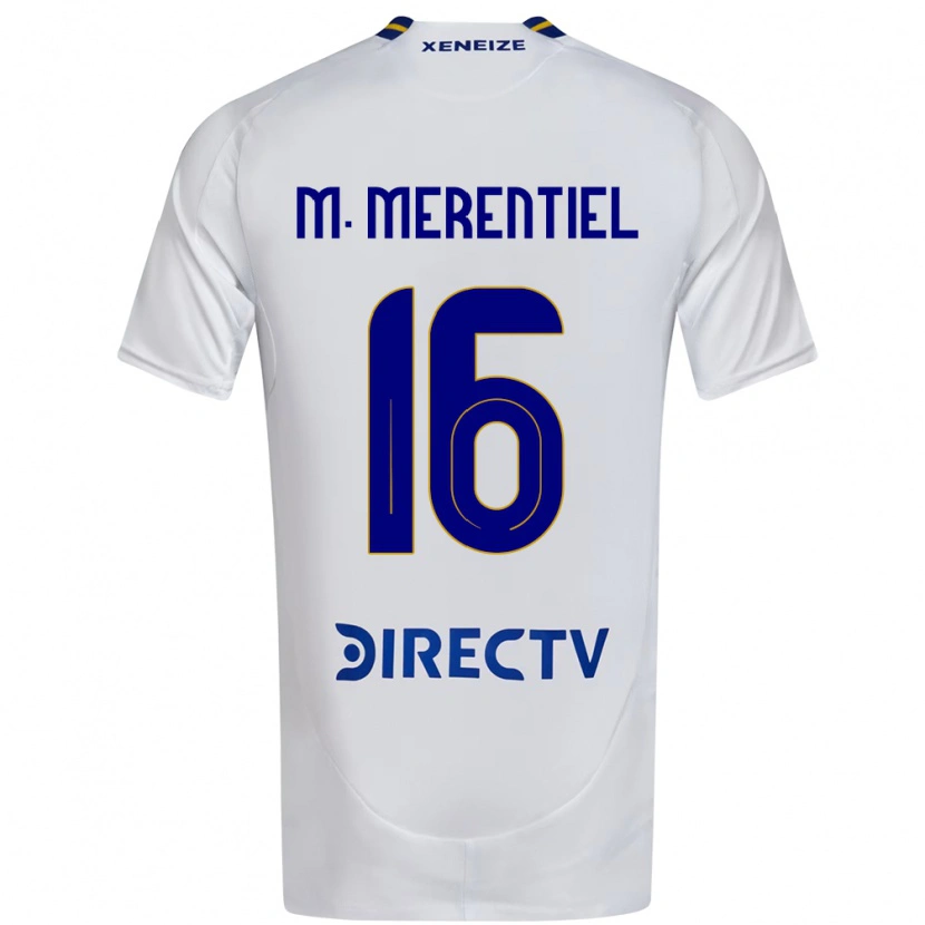 Danxen Niño Camiseta Miguel Merentiel #16 Blanco Azul 2ª Equipación 2025/26 La Camisa