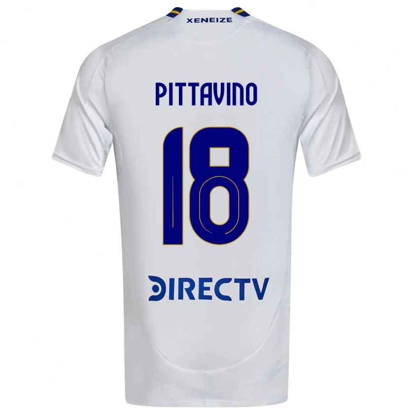 Danxen Niño Camiseta Rodrigo Pittavino #18 Blanco Azul 2ª Equipación 2025/26 La Camisa