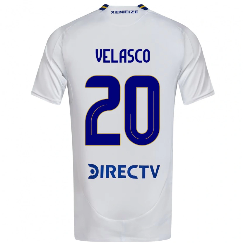 Danxen Niño Camiseta Alan Velasco #20 Blanco Azul 2ª Equipación 2025/26 La Camisa