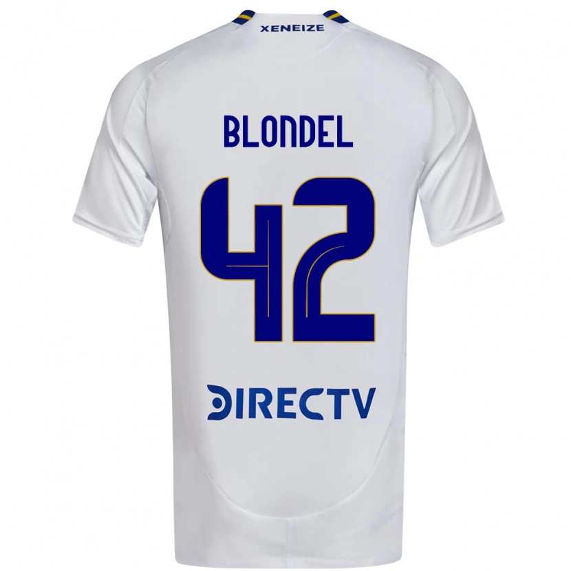 Danxen Niño Camiseta Lucas Blondel #42 Blanco Azul 2ª Equipación 2025/26 La Camisa