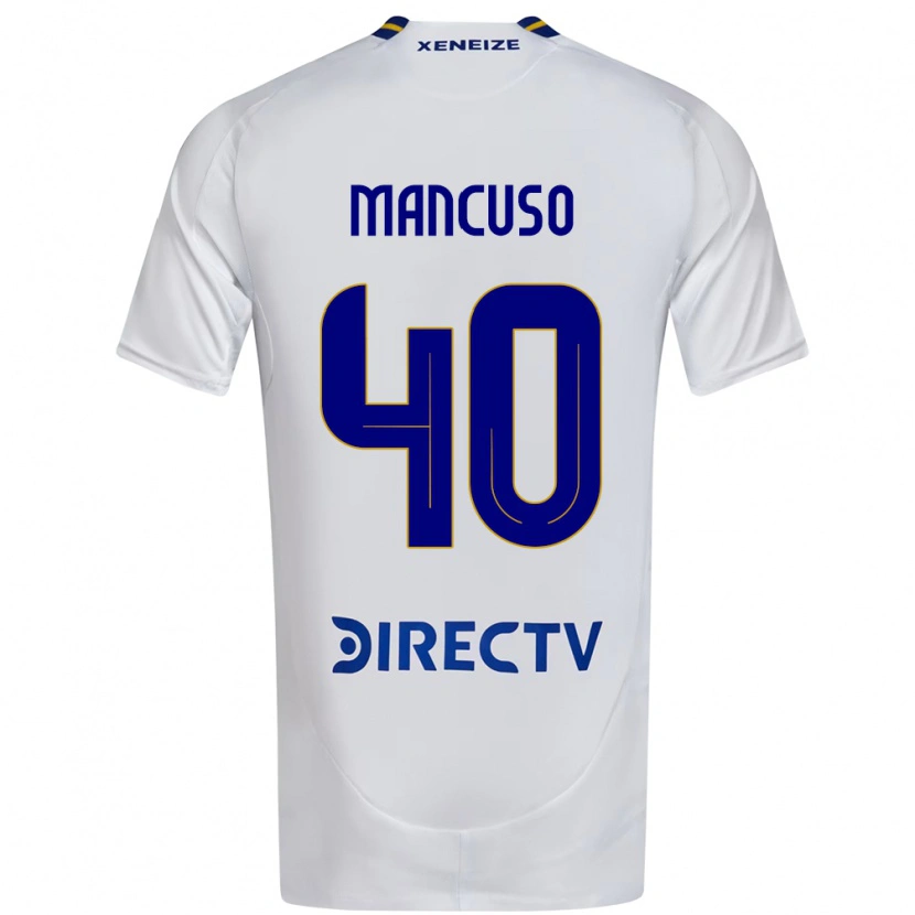 Danxen Niño Camiseta Eros Mancuso #40 Blanco Azul 2ª Equipación 2025/26 La Camisa